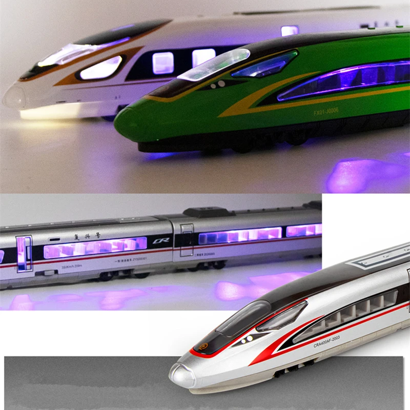 Alloy High-speed Train Model Diecast Metal Rail Electric High-speed Train Metro Vehicles Car Model Sound and Light Kids Toy Gift