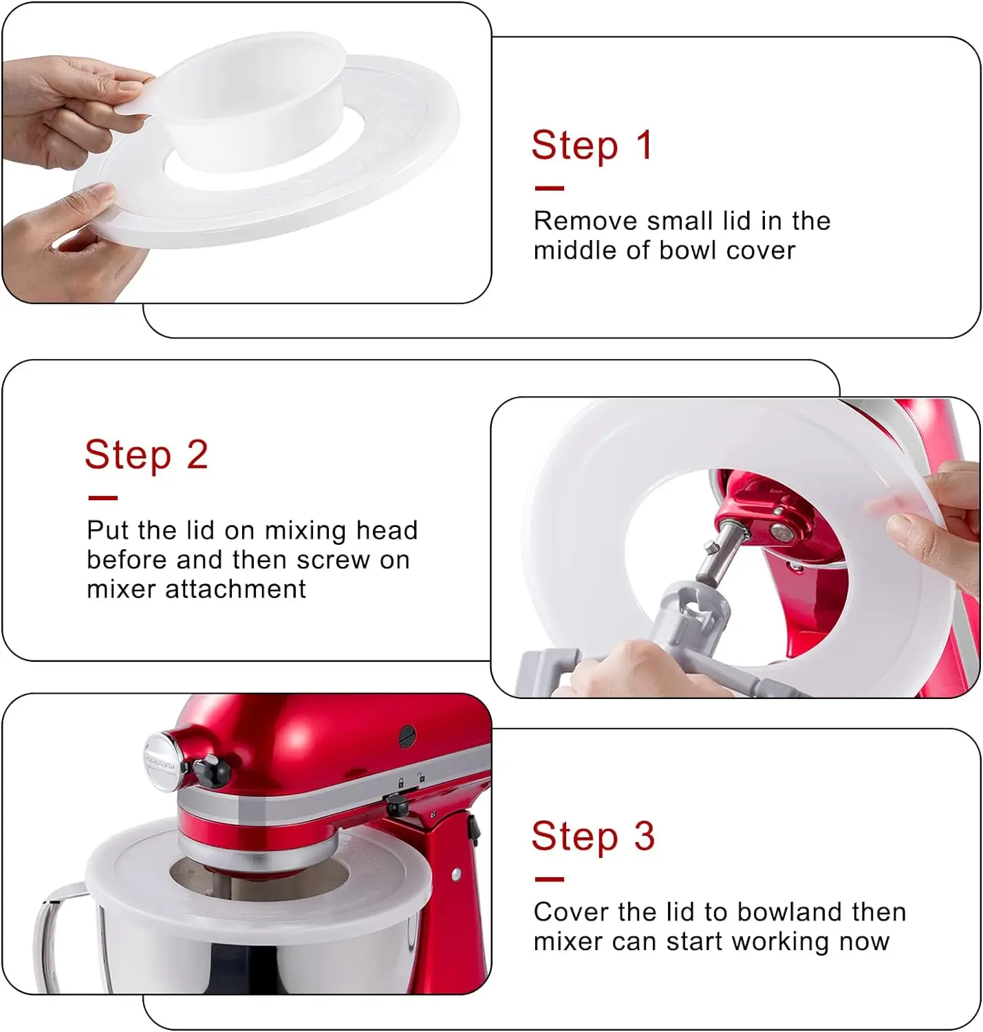 Mixer Bowl Cover for KitchenAid 4.5-5 Quart Tilt-Head Stand Mixers, Mixer Splatter Guard Lid to Prevent Spilling of Ingredients