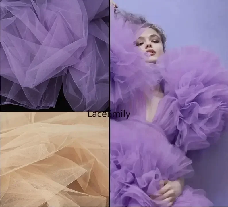 Gray-purple mesh tulle Fabric Solid color see through lace fabric For Girl Dress Tutu Dress Wedding Dress Bridal Veil 1 yard