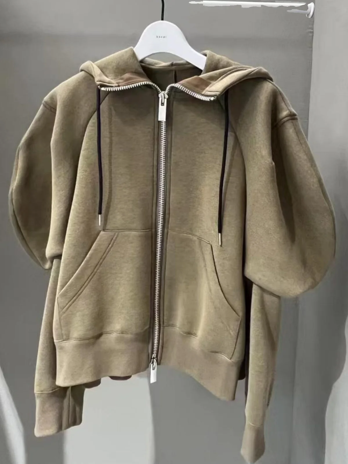 Ey Fuzzy Long Sve Sudadera con capucha para mujer Bubble Sve Jersey con cremallera prendas de vestir exteriores sueltas primavera Faion cómodo suéter de calle