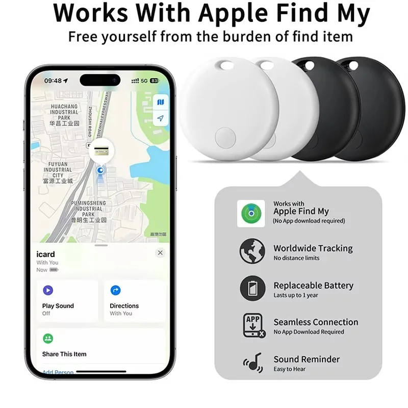 

Умный Bluetooth-трекер для поиска и защиты от потери, аналог Apple AirTag, с поддержкой функции «Найти» для кошек, собак, багажа, совместимый с iOS, MFi, для поиска ключей