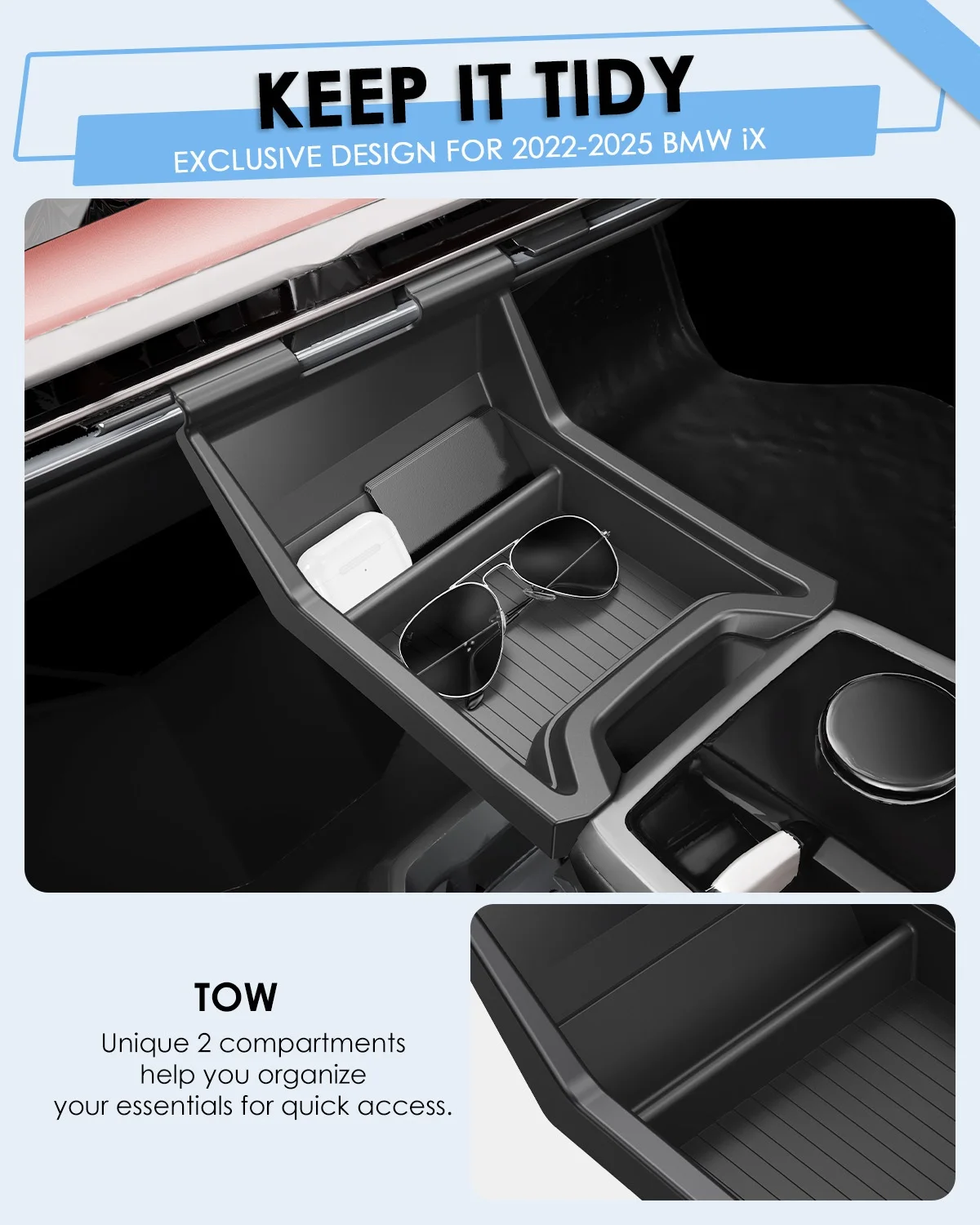 LFOTPP BMW iX I20 EV 2022 2023 2024 2025 için Araba Merkezi Saklama Kutusu Merkezi Kontrol Konteyneri Otomatik BMW iX 2025 Aksesuarları