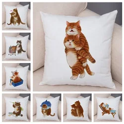 Cute Cartoon Funny Cat  Pet Animal Print Pillowcase Decorative Cushion Sofa Home Children's Room