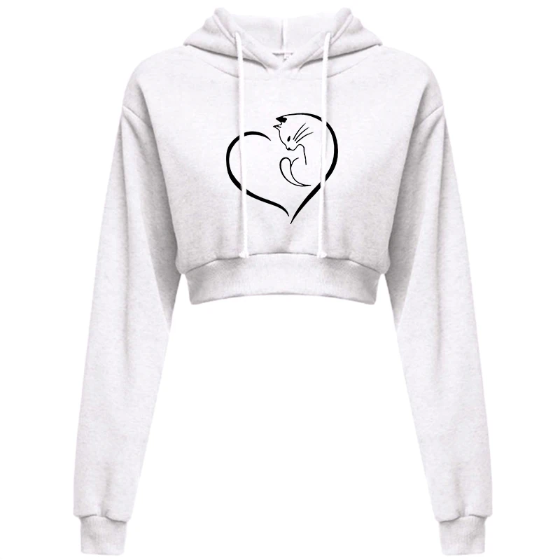 Womens Cropped Hoodie Short Sweatshirt Plain Pullover Hooded Crop Tops Sexy Casual Long Sleeve Hooded