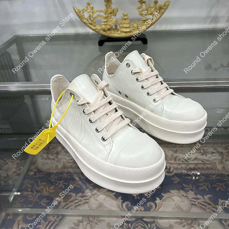 Ro homens mulheres de baixa qualidade superior sapatos casuais plataforma verão couro genuíno rendas até apartamentos branco luxo designer tênis