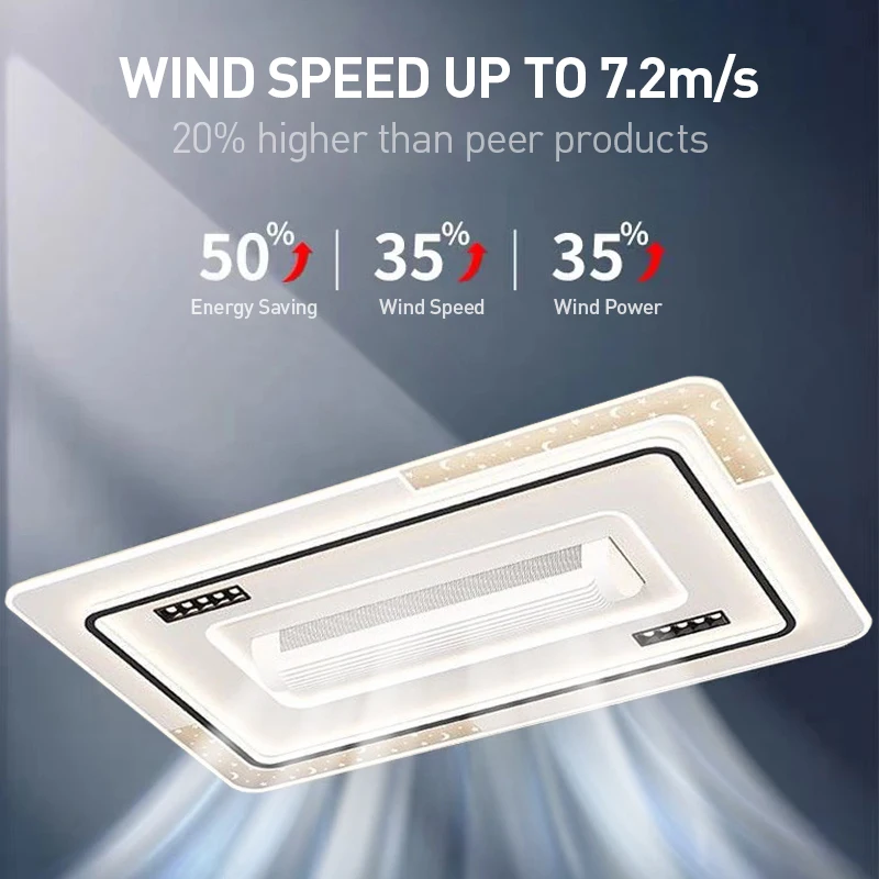 Modern 2-in-1 Bladeless Fan Light Remote Control Ceiling Light 6-speed Adjustable Wind Silent Fan Living Room Bedroom Home Light