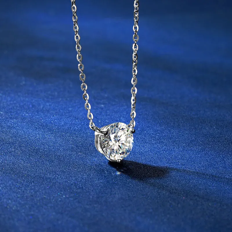 IOGOU D Color 1CT 1.5CT 2CT Moissanite Diamond Three Claw Pendant Necklace for Women 925 Silver Original Engagement Fine Jewelry