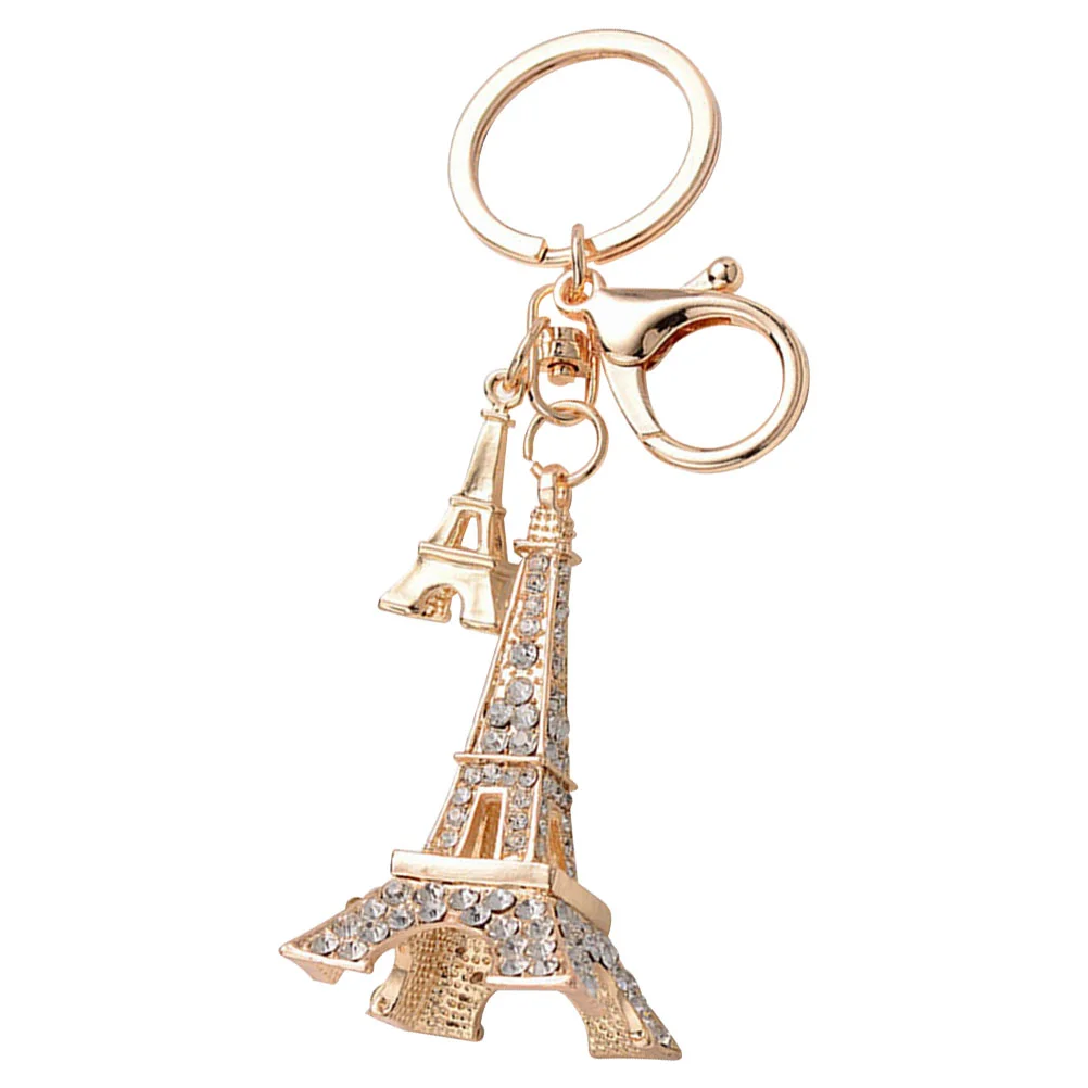 Eiffel Tower Rhinestones Keychains Themed Party Decorations Car Accessories Metal Ring Miss for Women