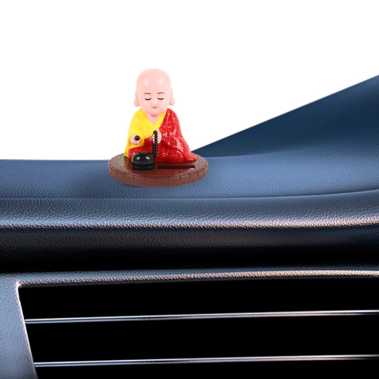 تعمل بالطاقة الشمسية تهز رئيس بوذا الراهب لوحة سيارة الديكور Bobblehead زخرفة للمنزل مكتب سطح المكتب ديكور #4