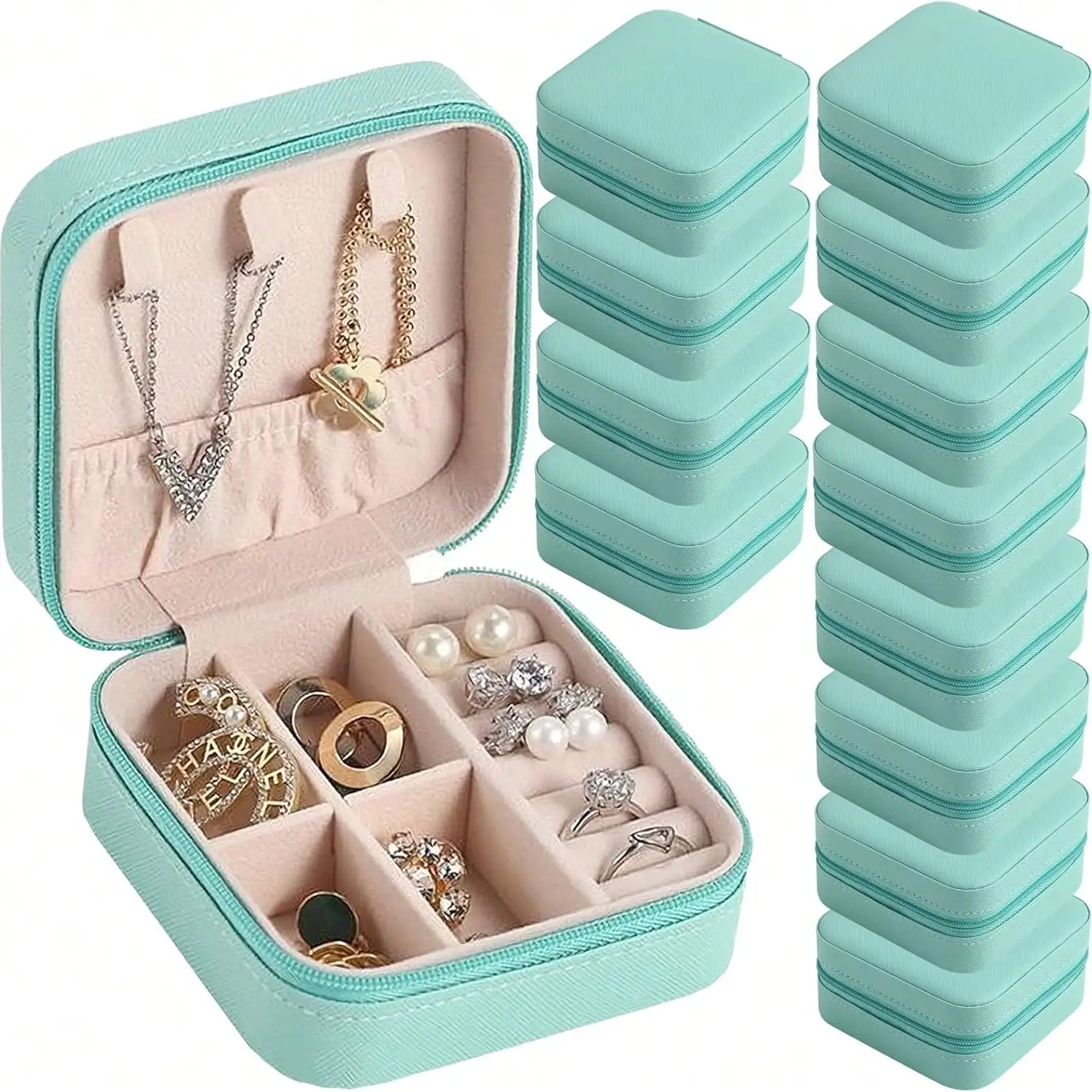 

Travel Jewelry Case Bridesmaid Gifts Box,12 Pack Small Jewelry Box Mini Jewelry Organizer,PU Leather Portable Earring Storage Box For Women Girls Bridesmaid Proposal Gifts