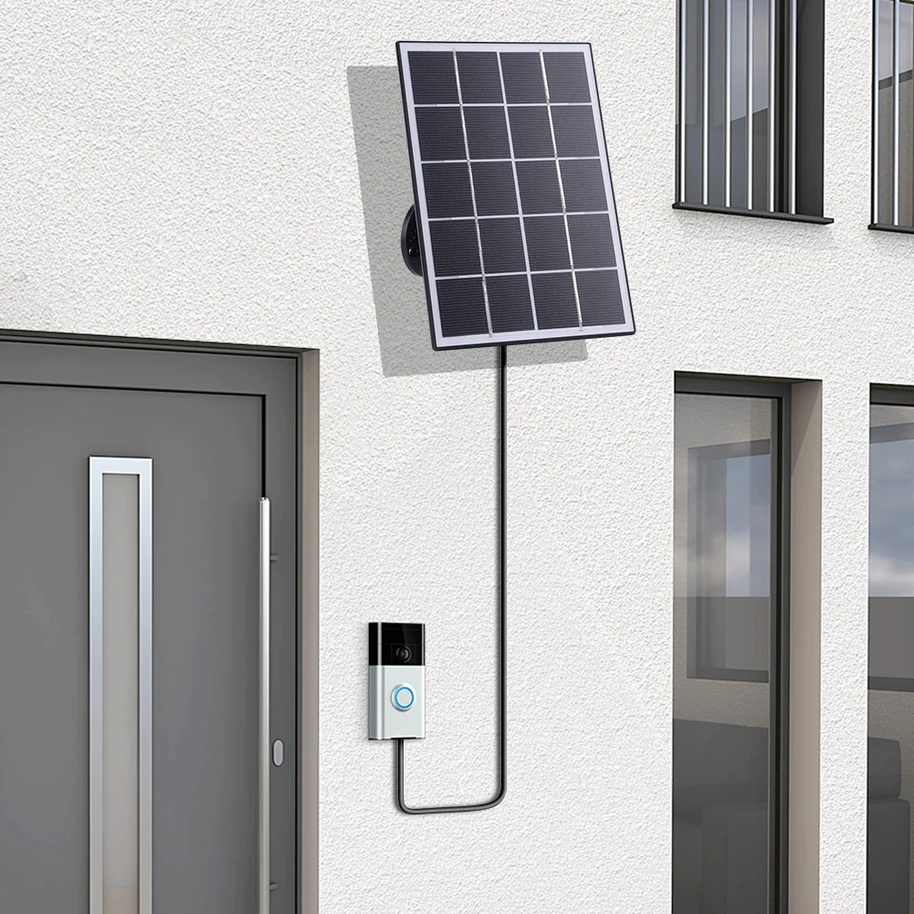 4W Solar Panel for Ring Doorbell 9.8Ft Charging Cable Solar Charging Panel 360° Adjustable Wall Mount for Ring Video Doorbell 4