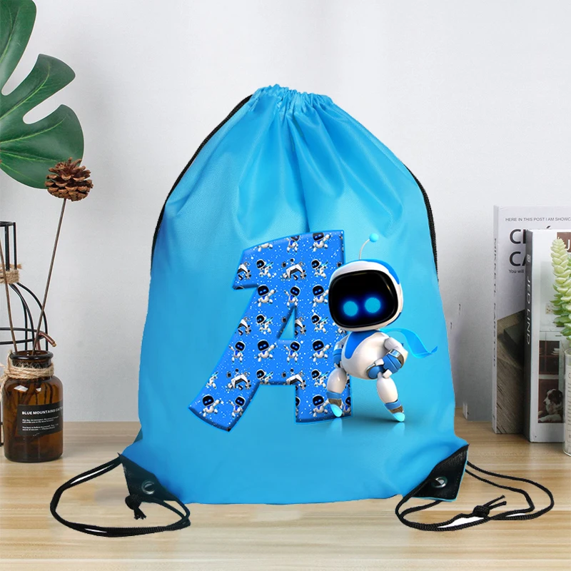 Astro Bot Drawstring Bag Sports Waterproof Backpack Bundle Pocket Terylene Basketball Bags Cartoon Anime Boys Birthday Gift Bag