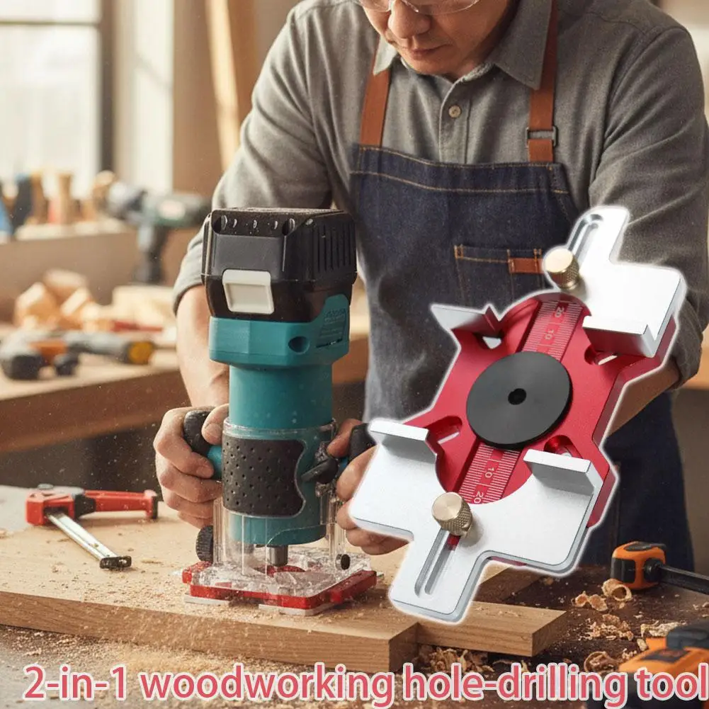 Woodworking 2-in-1 Slotted Invisible Fastener Slotting Bracket Router Base Mortising Jig Trimmer Router Tool Fastening Bracket