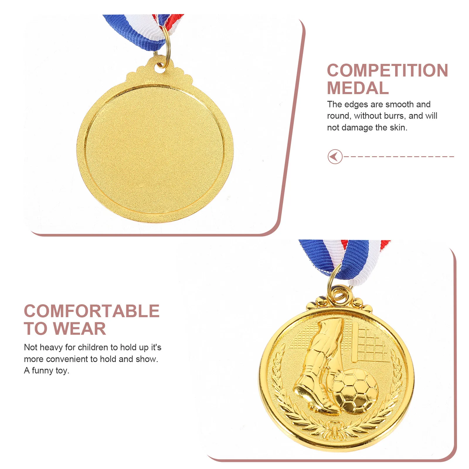 Soccer Medals for Student Zinc Alloy Football Medals Delicate Smooth Round Edges Non Scratch Award Medal for School Competition