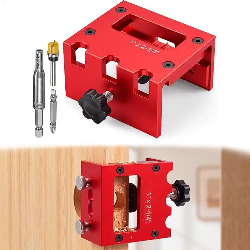 Door-Latch Mortise Tool For Router Wood Door Slotting Jig Aluminum Alloy Door-Latch Plate Template Kit For Carpentry Projects