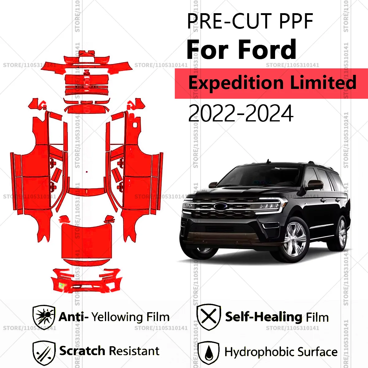 

Предварительно нарезанная прозрачная защитная пленка PPF для автомобилей, профессиональная автомобильная пленка PPF для Ford Expedition Limited 2022-2024
