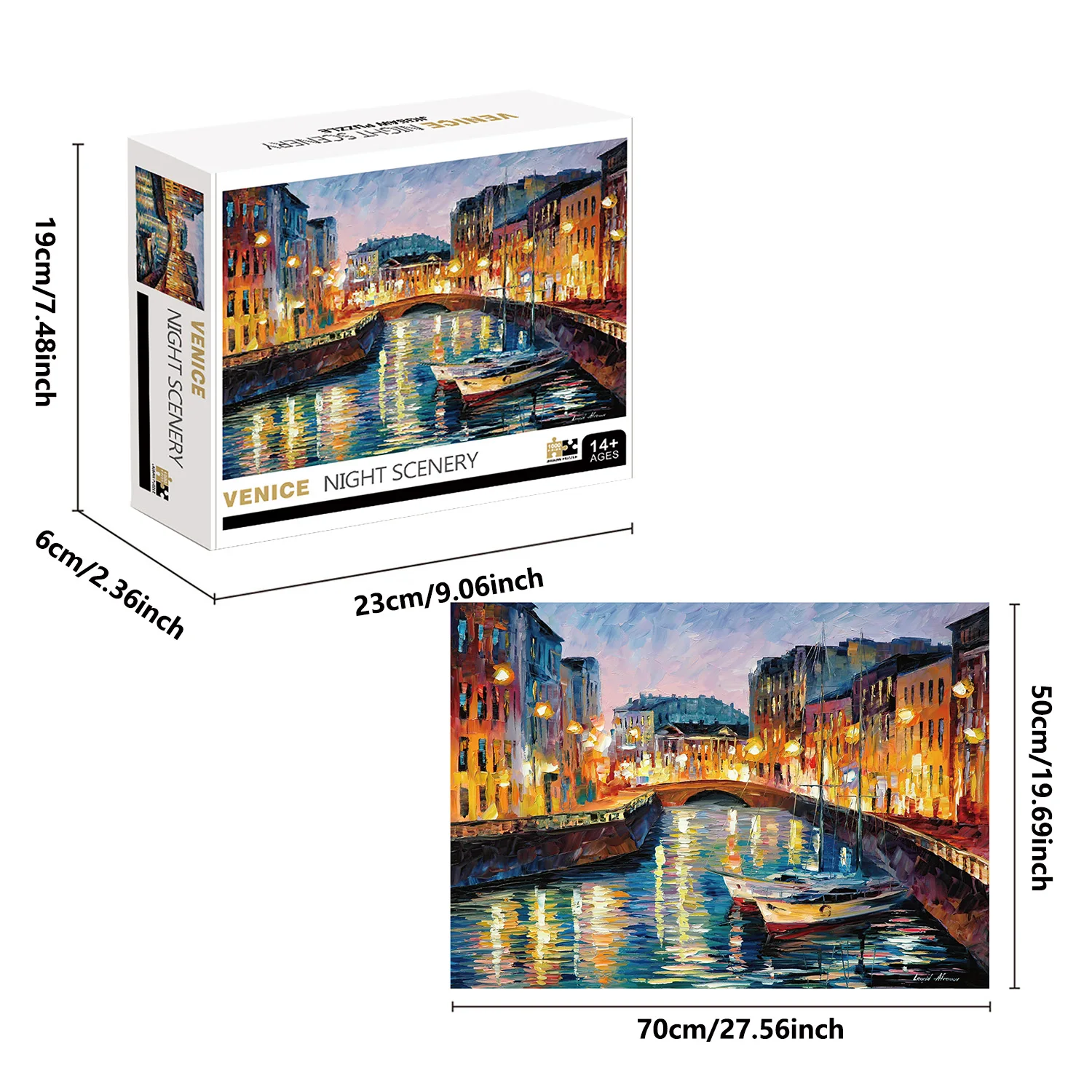 1000 Pieces Venice Night Scenery Jigsaw Puzzles for Adults Home Decor Games Family Fun Floor Puzzles Educational Toys for Kids