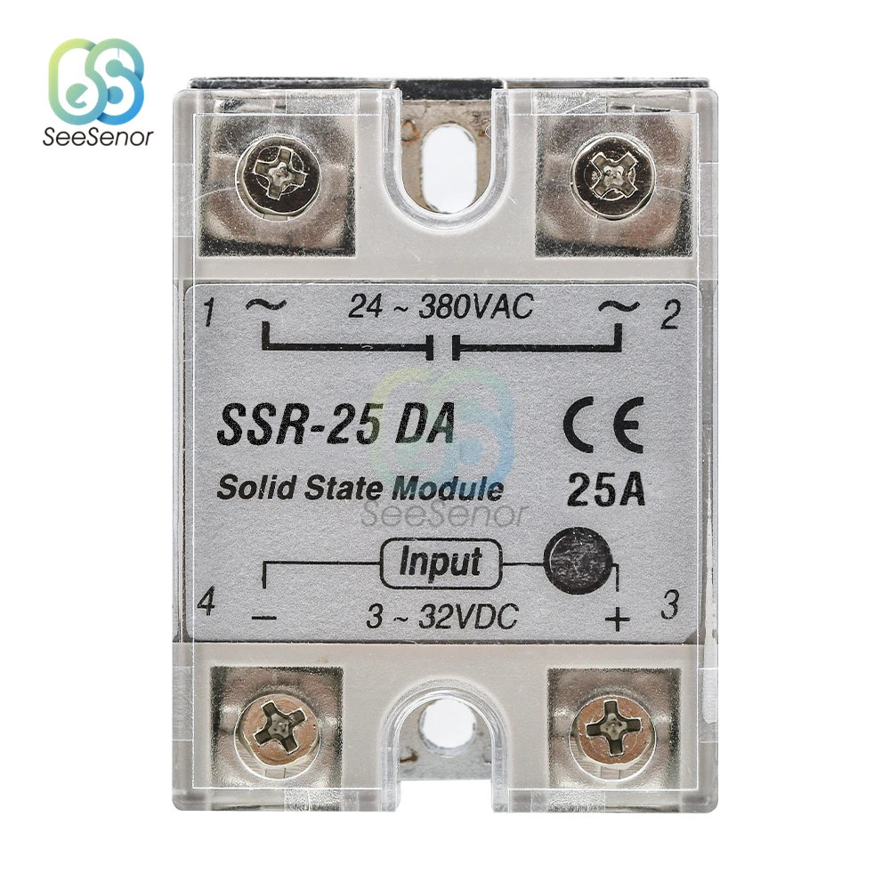 Solid State Relay SSR-10DA SSR-25DA SSR-40DA 10A 25A 40A 3-32V DC TO 24-380V AC SSR 10DA 25DA 40DA