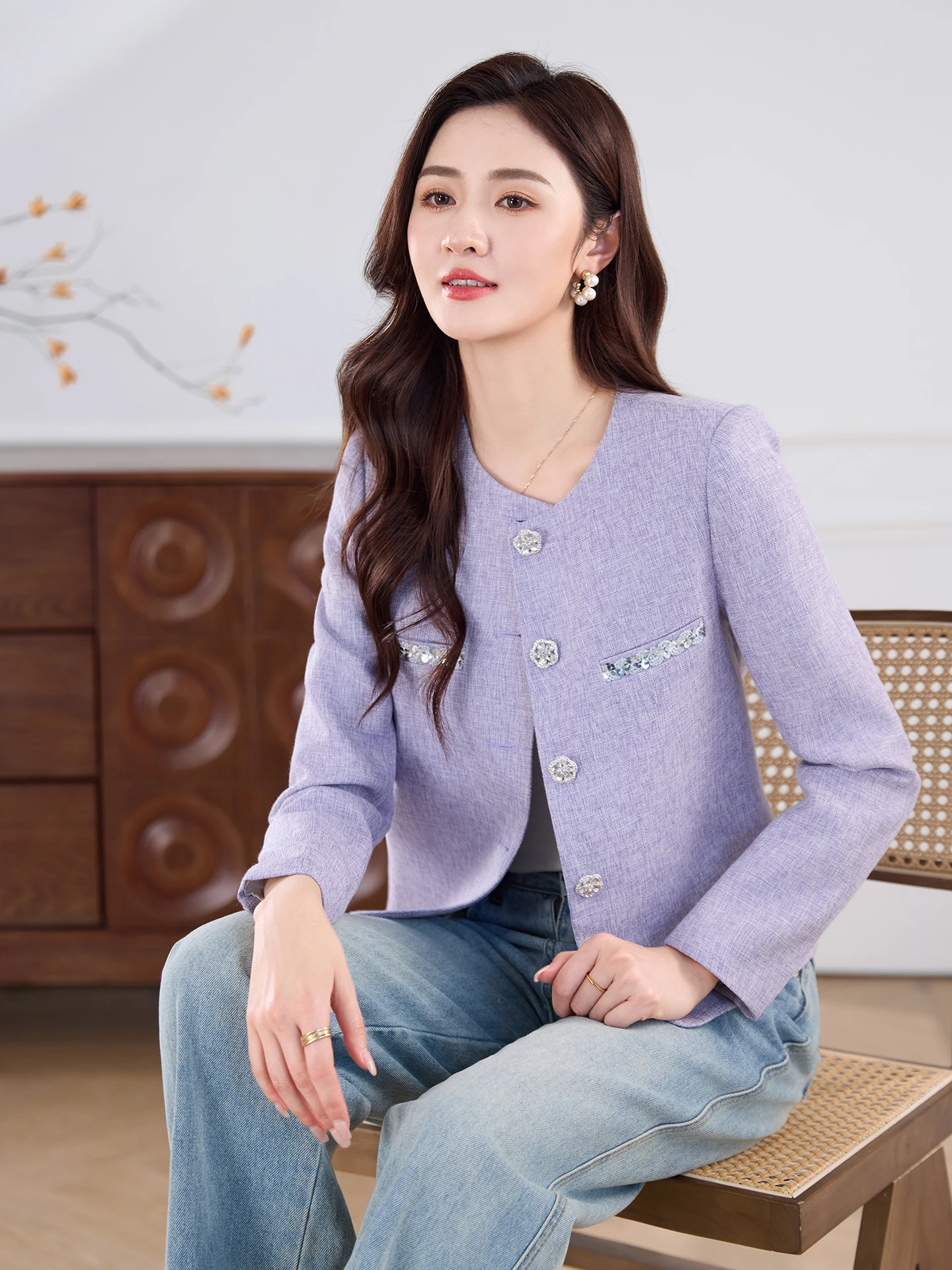 

Синее пальто Blue Ele для женщин: модное, приталенное, во французском стиле, весна-осень, новинка, дышащее, повседневное, с длинными рукавами