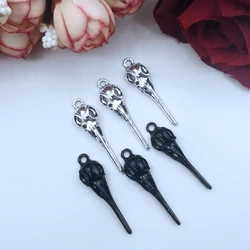 10pcs Raven Skull Bird Head charm 35x9mm Tibetan Silver Plated Pendants Antique Jewelry Making DIY Handmade Craft
