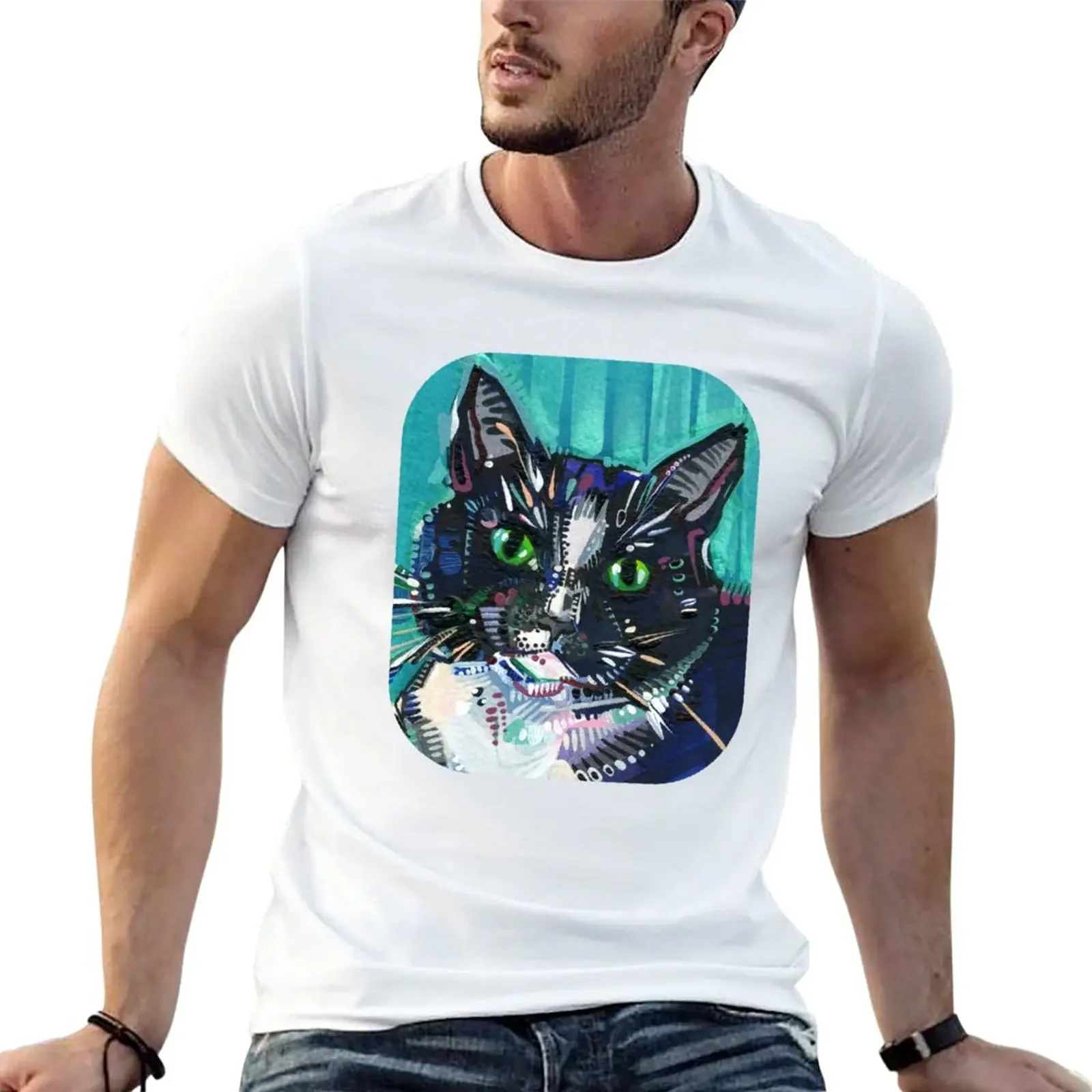 Tuxedo Cat Painting - 2022 T-Shirt T-shirt for a boy quick drying shirt custom t shirts design your own men clothings