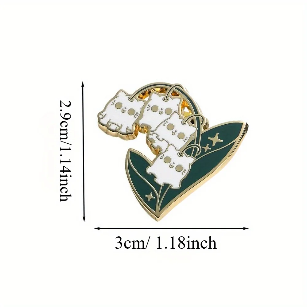 دبوس المينا الصلب للهالوين كاواي شبح في ليلي أوف ذا فالي، بروش معدني على شكل زهرة نباتية كهدية إكسسوار للمجوهرات