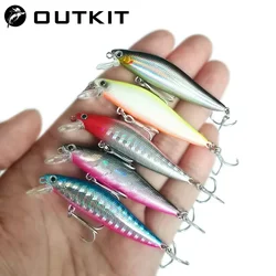 OUTKIT 1pcs Fishing Lure Minnow 4.3g Sinking Artificial Bait 3D Eyes Plastic Wobblers Tackle Pesca Far-casting Magnet System