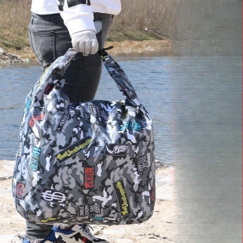 Folding Live Fish Bag Oxford Fabric Keep Net with Storage Pocket Fishing Gear Carry Bag for Anglers