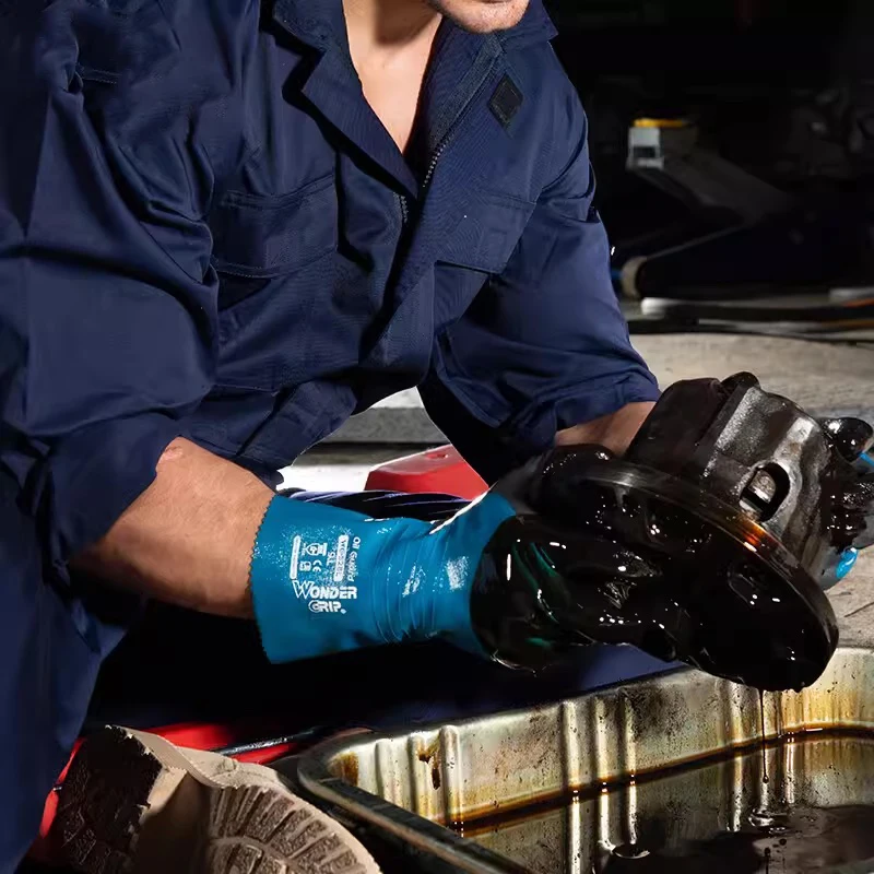Oil Resistant Work Gloves Safety Nitrile Fully Dipped Long Cuff Gas Anti Biotic Slip Waterproof Acid-base Chemical Proof