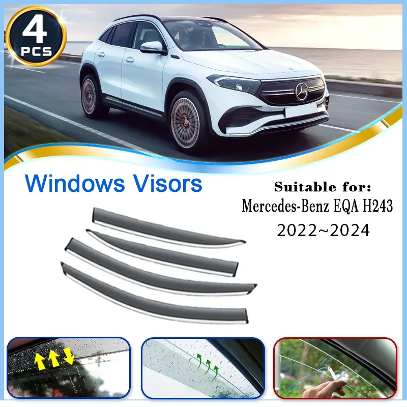 

Car Window Visors For Mercedes-Benz EQA H243 250 350 300 2022 2023 2024 Rain Guard Deflector Windshield Eyebrow Auto Accessories