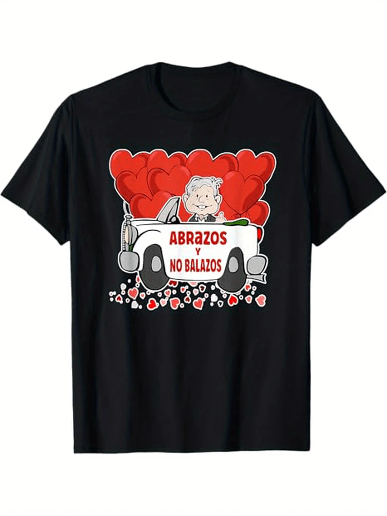 

AMLO Valentine'S Day T-Shirt - "Abrazos y No Balazos", 100% Cotton S-XXXL Tee
