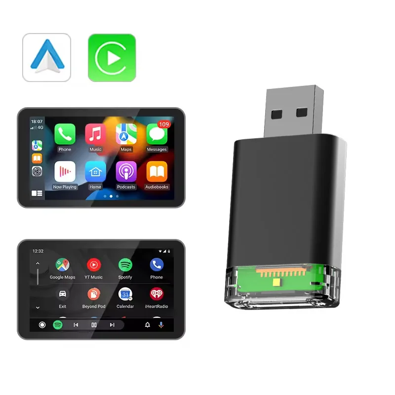 Новый 2 в 1, светодиодный беспроводной адаптер Carplay Android, Carplay Dongle Smart Ai Box, автомобильный Carplay Android Auto со светом