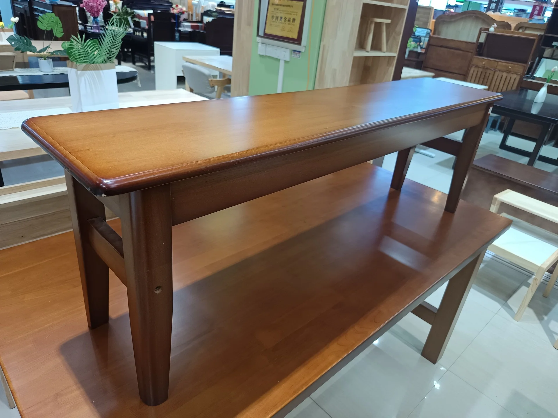 &*Minimalist Wooden Bench - Natural Solid Wood Seating for Entry, Bedroom & Dining Area