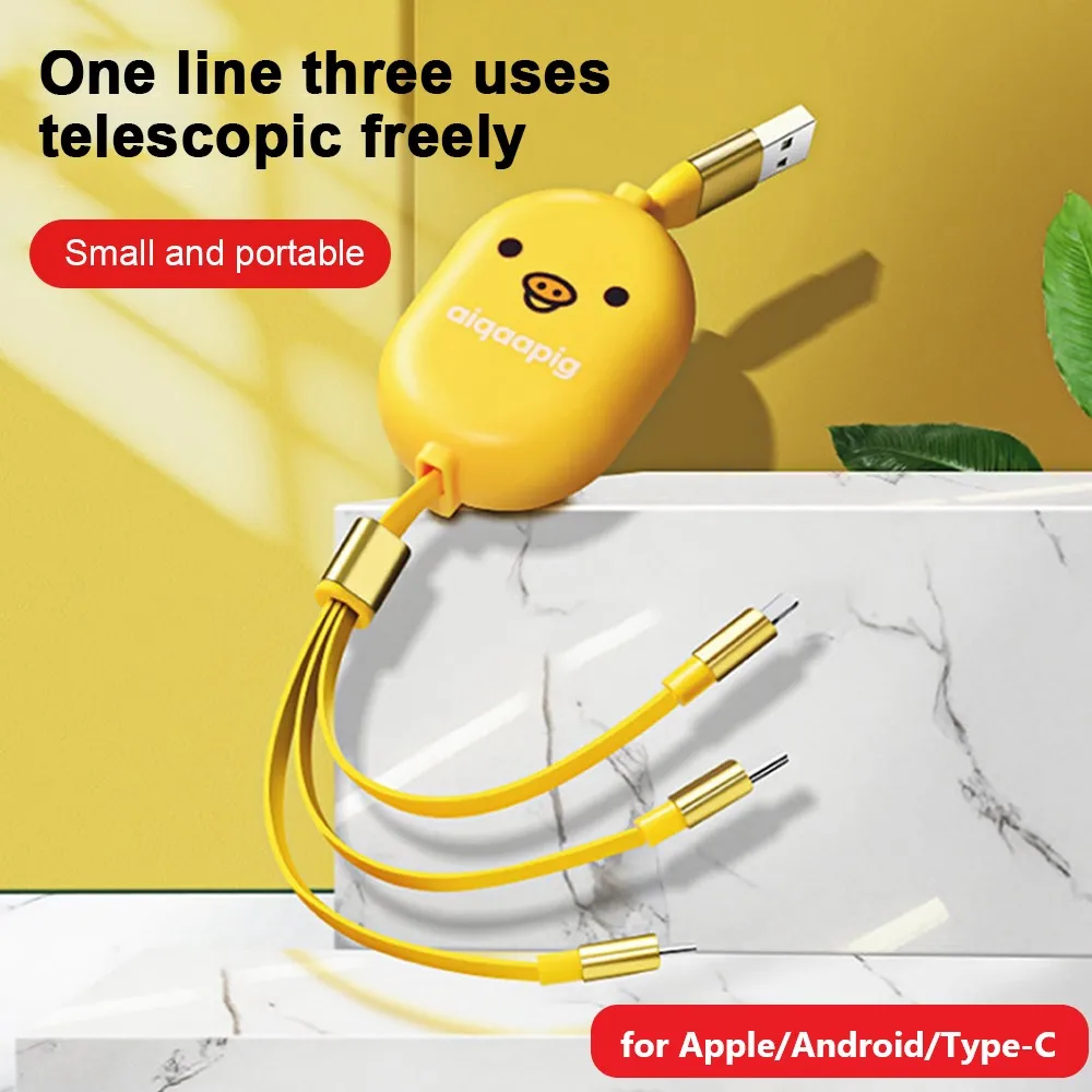 

Выдвижной зарядный кабель FLOVEME 3 в 1 для Lightning Type-C Micro USB быстрая зарядка для iPhone 13 Xiaomi кабели для передачи данных милые подарки