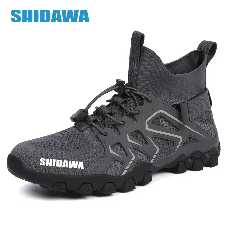 New SHIDAWA Men's Fishing Shoes Mesh Quick Drying Breathable Wading Shoes Outdoor Non-slip Sports Shoes Hunting Hiking Boots 46