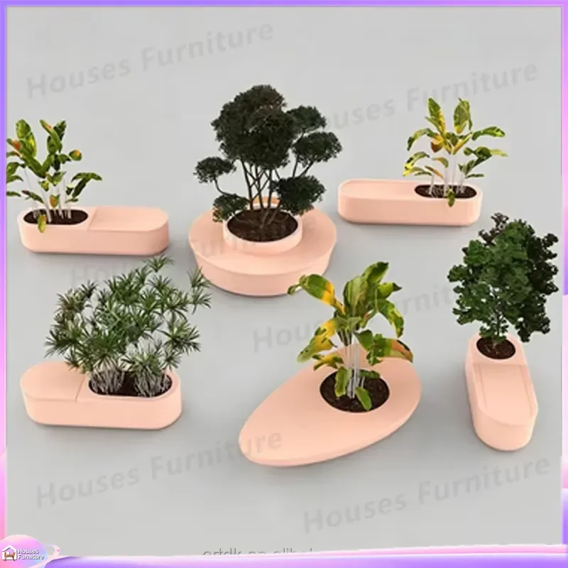 Modern Multi Shaped Outdoor Flower Pot Bench Commercial Public Leisure Planter Seat Garden Square Landscape Furniture