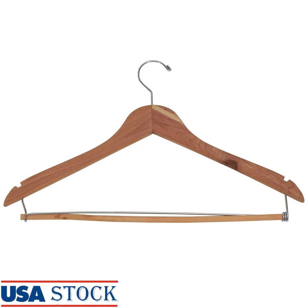

Cedar Space Saving Suit Hangers 4 Pack Natural Cedar Wood Non-Slip Notches 360 Degree Swivel Hook Moth Protection Durable Design