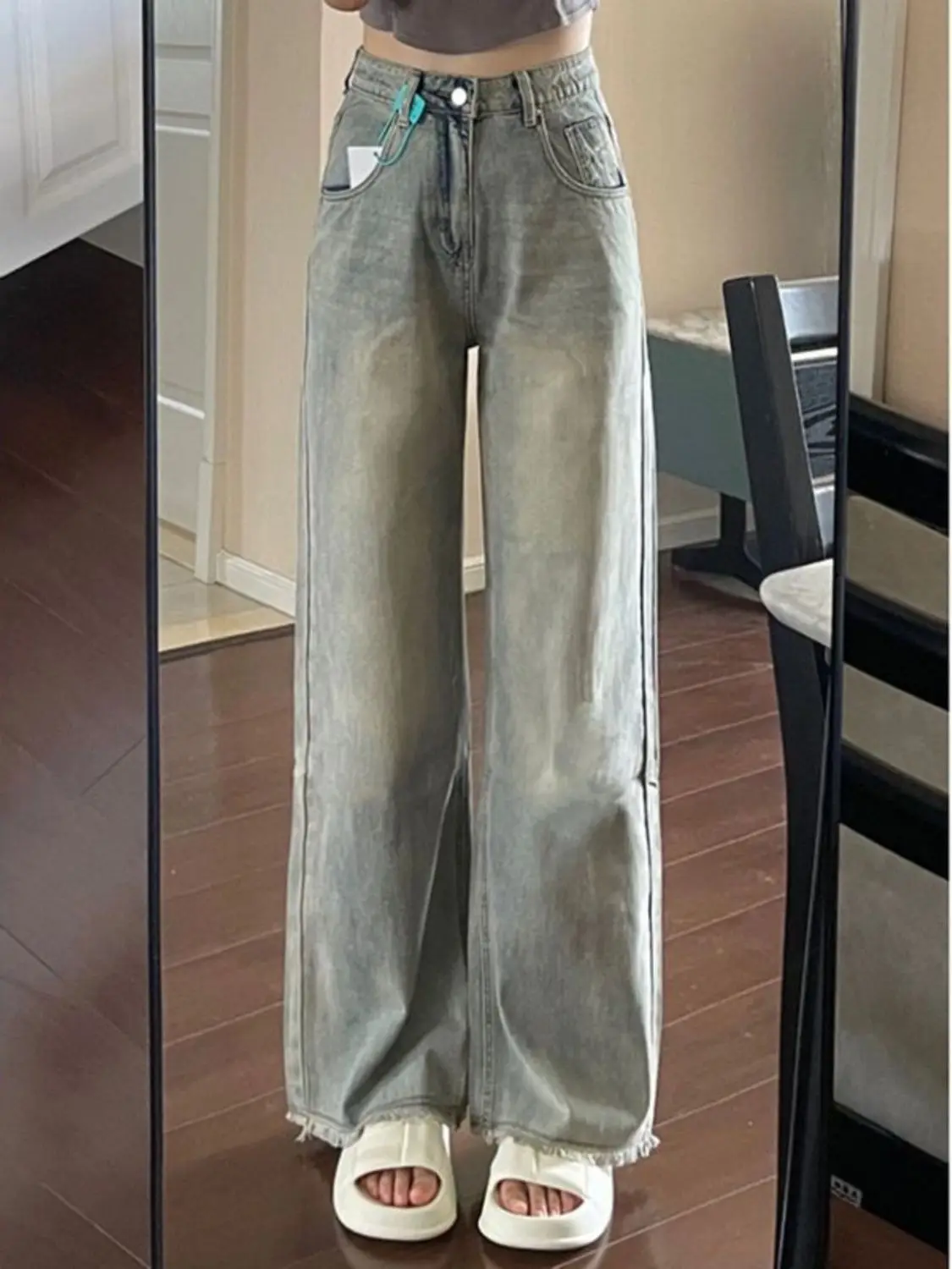 

Мешковатые брюки, женские джинсы с высокой талией, эластичная талия, свободный крой, женские джинсовые модные удобные базовые брюки