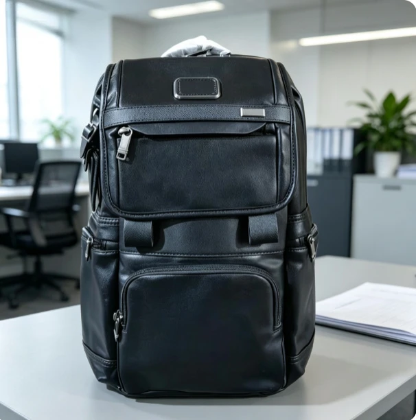 Men Full Leather Backpack Fashion Laptop Bag Business Casual Travel Rucksack for Business Trip Commute