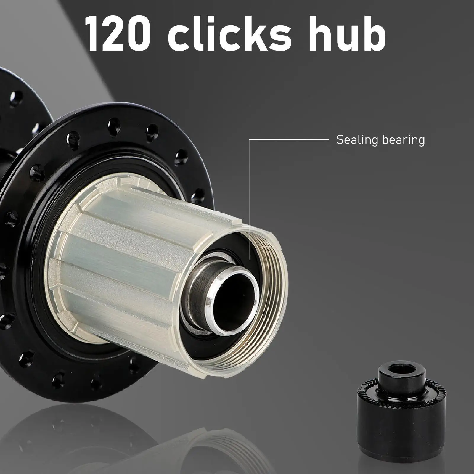 Aluminium Alloy Quick Release Bike Hub - Black, 120 Clicks, 6 Claws, 2 Front & 5 Rear Bearings, 32 Hole Design