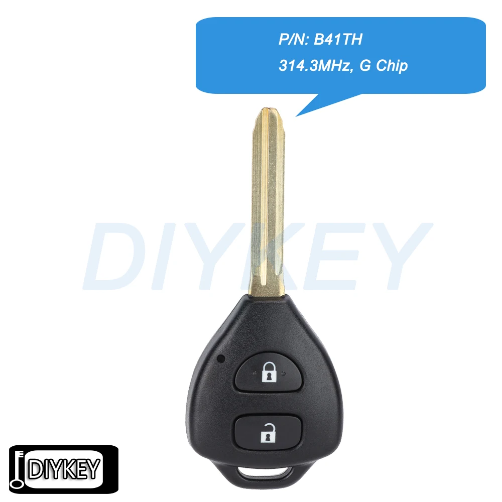 

2-кнопочный дистанционный автомобильный брелок с чипом 314,3 МГц G, замена для Toyota Hilux 2009-2015 Yaris 2011-2014 Hiace 2010-2014 P/N: B41TH