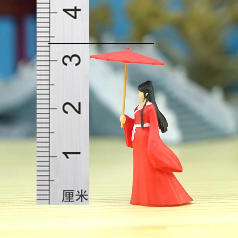 1/64 Ratio 3.3 Cm Ancient Umbrella Maid Figure Flower Bonsai Rockery Micro Landscape DIY Decoration