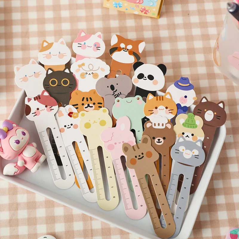 30pcs/box Kawaii Bookmarks Creative Scale Rulers Notebook Page Holder Korean Stationery Reading Tools School Office Supplies