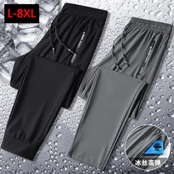 Verão legal calças masculinas 8xl plus szie sweatpants moda casual estiramento calças masculinas tamanho grande 7xl 8xl verão preto cinza
