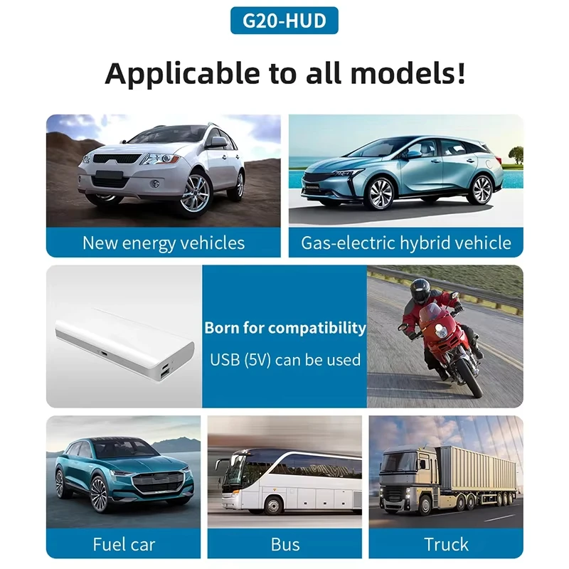 Xiaomi G20 HUD GPS سيارة عداد السرعة الرقمي رئيس متابعة العرض الرقمي سرعة متر متعدد الوظائف الزجاج الأمامي العارض لجميع السيارات