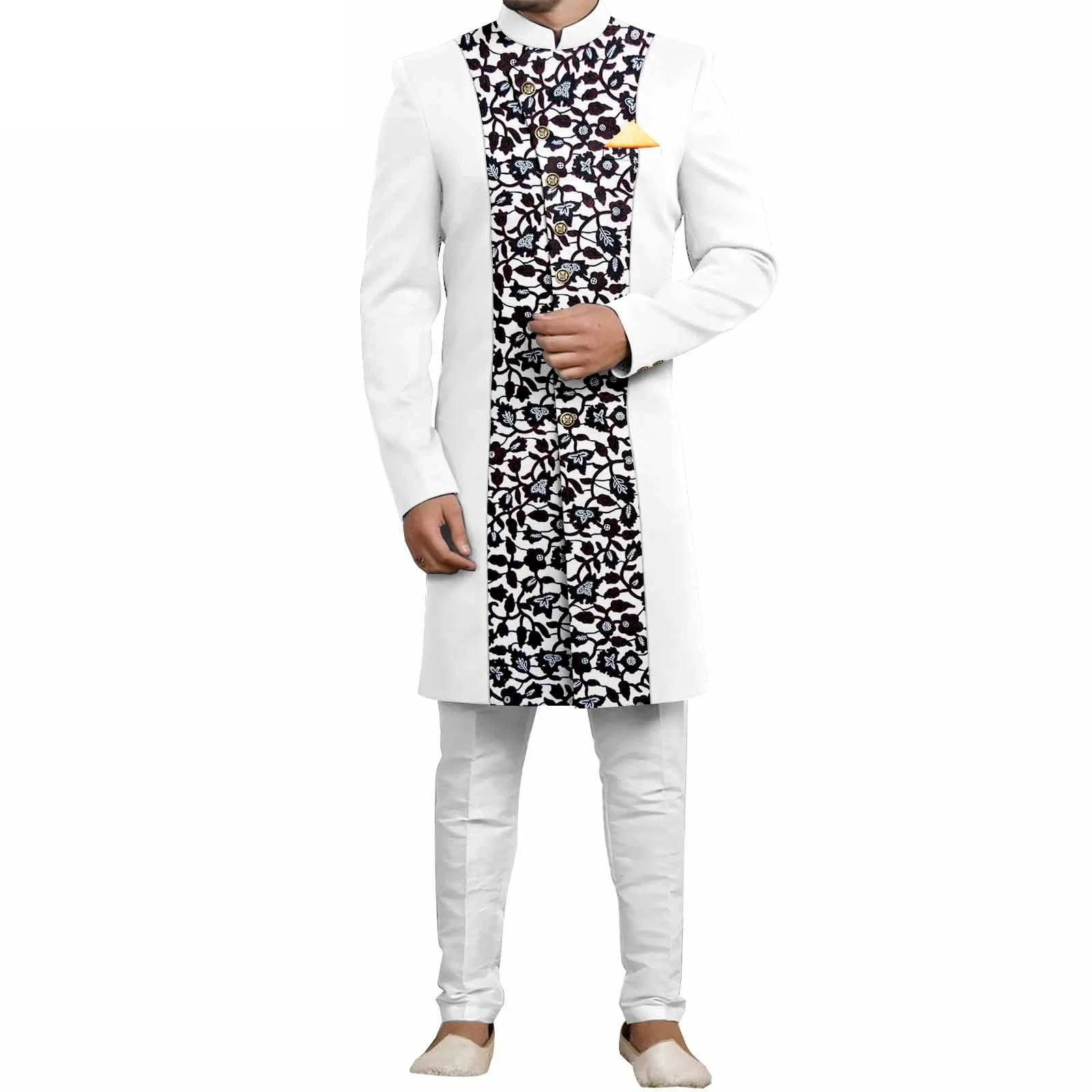 Elegant African Style Men's Luxury Suit Plaid Stripe Single Breasted Suit and Pants 2 Piece Casual Business Suit for Men