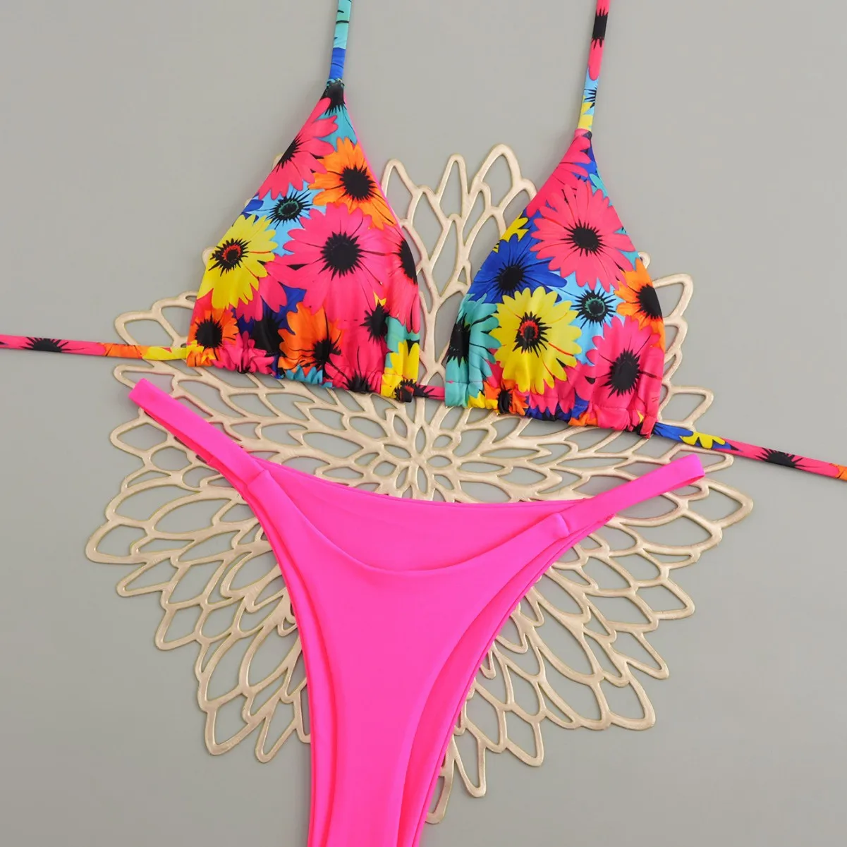 2026 New Sexy Retro Prints Brazilian Mciro Bikini Set Women Swimsuits Lace-up Swimwear Backless Biquini Swimsuits Beachwear