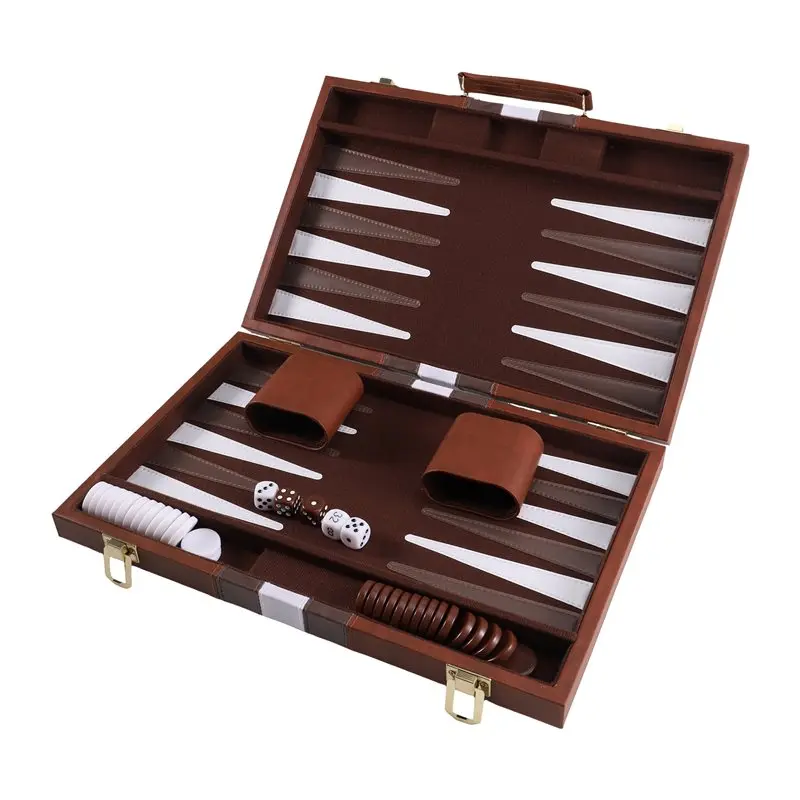 AINY-Backgammon Chess Storage Box Portable Folding Chess Board Case Educational Strategy Game Set Box (38X24x5cm)