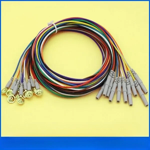 New EEG/AEEG/VEEG cable Din 1.5mm female plug and Gold-plated copper electrode 1.5m,2m,2.5m cable for EEG cap