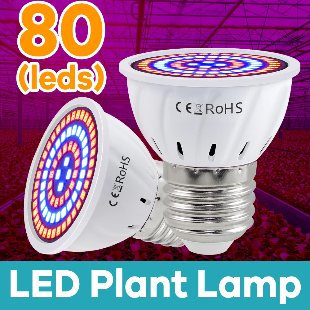 

Светодиодные лампы для растений E27, GU10, полный спектр, для выращивания в помещении, гидропоники, цветов, семян, овощей, лампы E14, MR16, B22, GU5.3